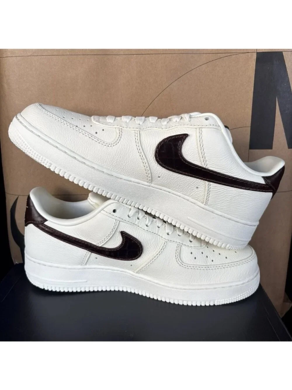 NEW Men's Size 12 Nike Air Force 1 07 Soft Pearl Brown Croc IH7332-001